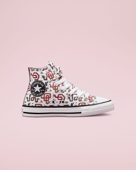 Girls' Converse Chuck Taylor All Star Easy-On Snake High Top Shoes White / Grey / Red | AU 30981J